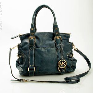 Michael Kors Smooth Blue Leather Shoulder Bag